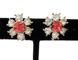 Circa 1930s Little Nemo Pink and Clear Floral Rhinestone Earrings - D & L  Vintage 