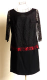 Circa 1960s Black Silk Crepe Lace Dress with Pink Accent - D & L  Vintage 