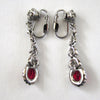 Red and Clear Rhinestone Leaf-drop Earrings - D & L  Vintage 