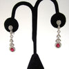 Red and Clear Rhinestone Leaf-drop Earrings - D & L  Vintage 