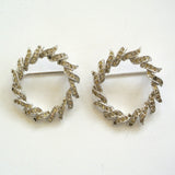 Unsigned Matching Rhinestone Wreath Brooches/Pins - D & L  Vintage 