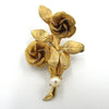 Goldtone Rose Floral Pin with Cultured Pearl Accent - D & L  Vintage 