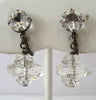 Art Deco Japanese-Made Silver Crystal Drop Earrings - D & L  Vintage 