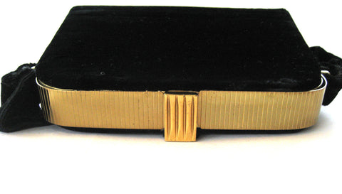 Circa 1940s L&M Spot-Lite Black Velvet Box Purse - D & L  Vintage 