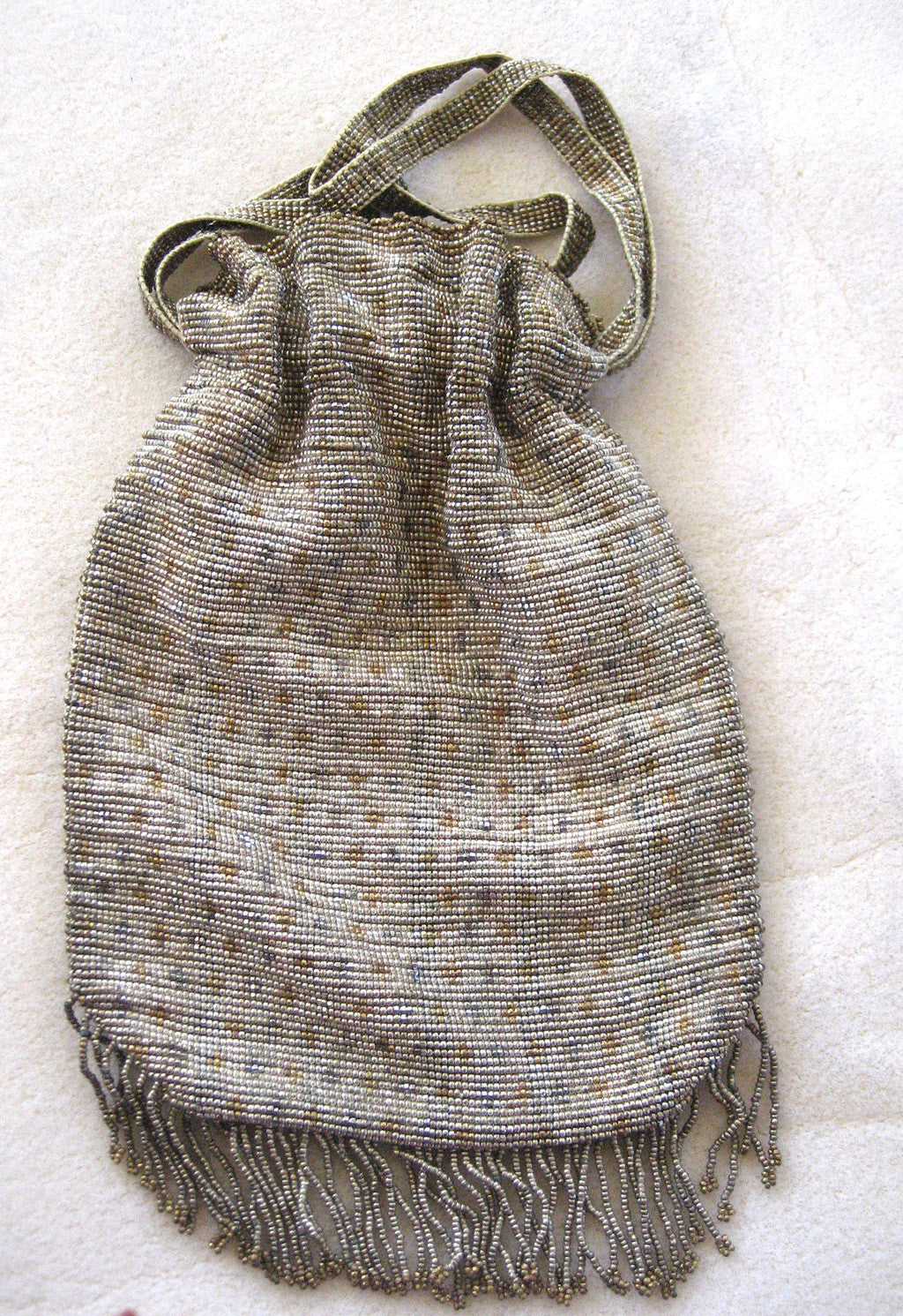 Steel Bead Reticule Drawstring Purse/Bag - D & L  Vintage 