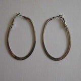 Silver-Tone Large Oval Hoop Earrings - D & L  Vintage 