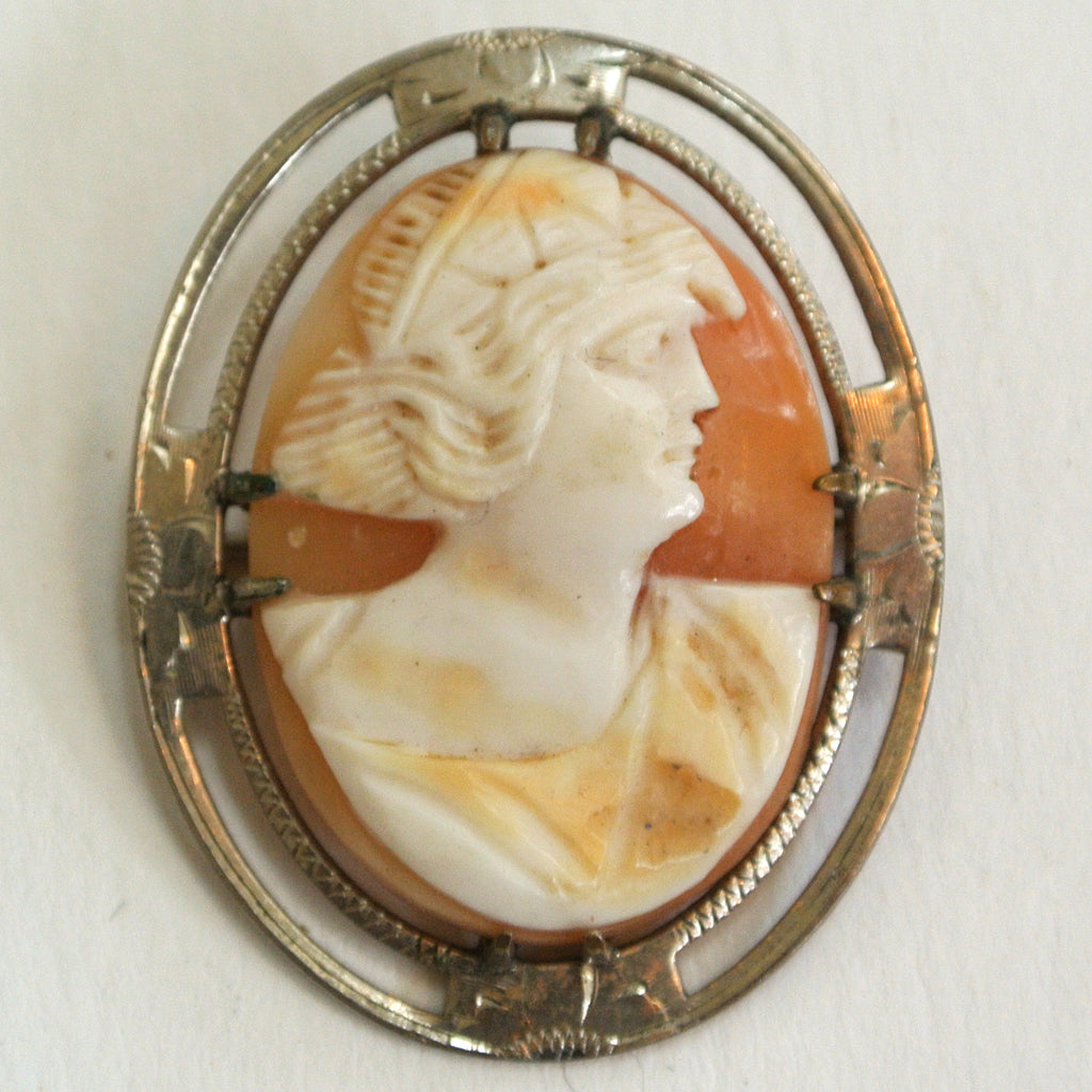 Sterling Silver Shell Cameo Brooch/Pin