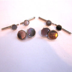 Art Deco Swank Mother-of-Pearl Cuff Link and Shirt Button Set - D & L  Vintage 
