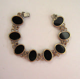 Art Deco Symmetalic 1/20 14K Onyx Bracelet - D & L  Vintage 