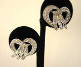 1950s Trifari Rhinestone Twisted Earrings - D & L  Vintage 
