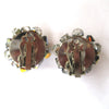 Circa 1950s Round Metallic Crystal Earrings - D & L  Vintage 
