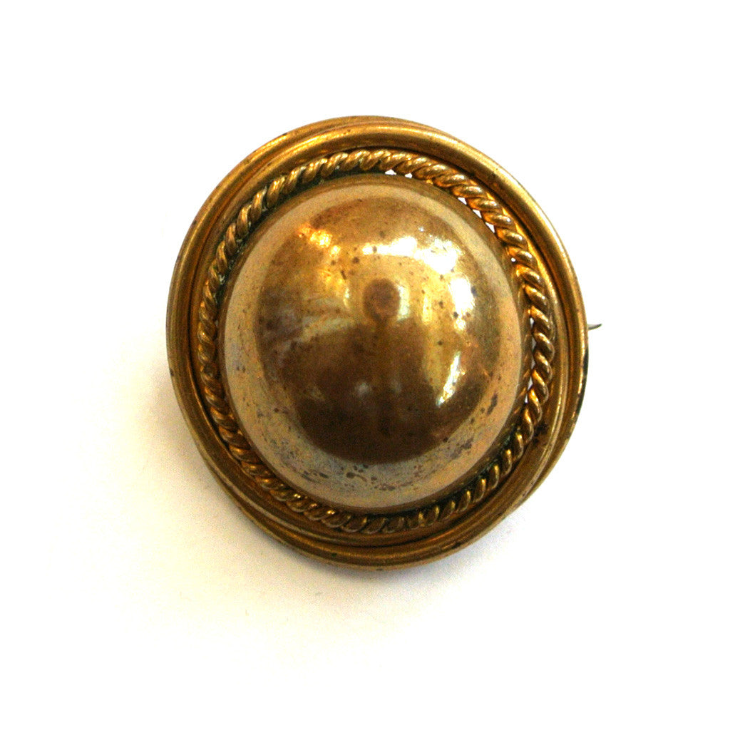 Victorian Dome Brass Brooch/Pin - D & L  Vintage 
