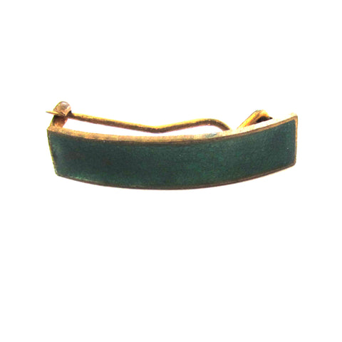 Brass Green Enamel Curved Brooch/Pin - D & L  Vintage 