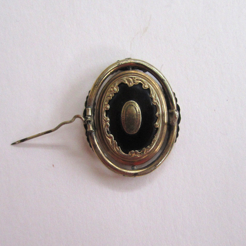Victorian Enamel Swivel Hair Brooch/Pin - D & L  Vintage 