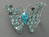 Warner Turquoise Rhinestone Butterfly Brooch/Pin - D & L  Vintage 