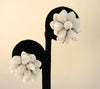 White Glass Floral Screw Back Earrings - D & L  Vintage 