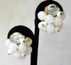 German-Made Frosted White Cluster Bead Earrings - D & L  Vintage 