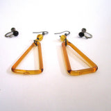 Art Deco Yellow Glass Triangle Dangle Earrings - D & L  Vintage 